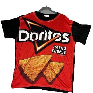 Doritos Nacho Cheese Shirt Mens Large L Red AOP All Over Print Graphic Tee Y2K